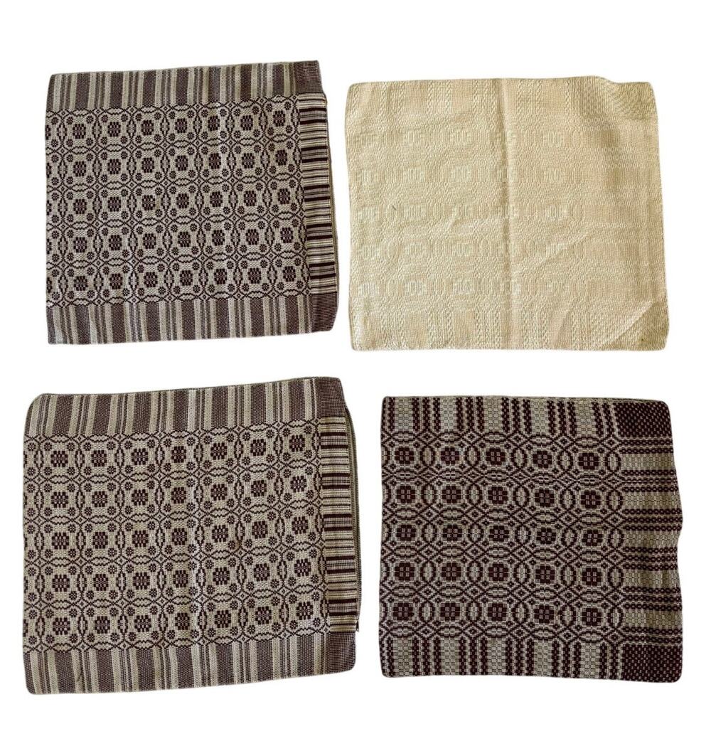 Vintage 16" Throw Pillow Cases Decorative Brown & White Woven Metal Zipper AS IS